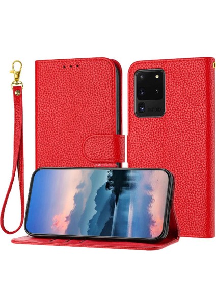 Samsung Galaxy S20 Ultra Litchi Desen Pu Deri Flip Kart Için Telefon Kılıfı (Yurt Dışından)
