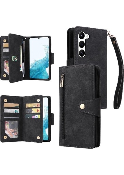 Samsung Galaxy S23 5g Kart Tutucu Için Kılıf ile El Kayışı Fermuar Cüzdan (Yurt Dışından)