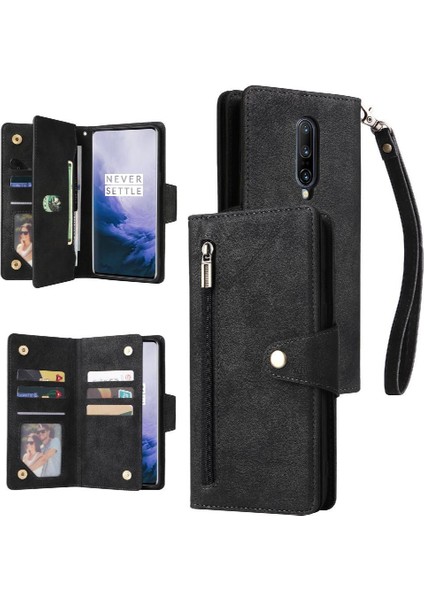 Oneplus 7 Pro Için Kılıf El Kayışı Kart Tutucu Kapak ile Manyetik Deri (Yurt Dışından)