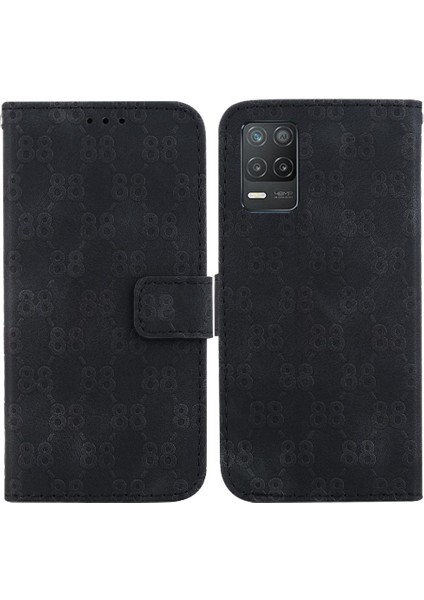 Realme Için Telefon Kılıfı 8 5g/8s 5g Çift 8 Kabartmalı Pu Deri Kart Tutucu (Yurt Dışından)