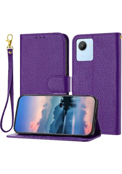 Realme C30 Cüzdan Pu Deri Için Telefon Kılıfı Kart Yuvaları Tutucu Flip Folio (Yurt Dışından)