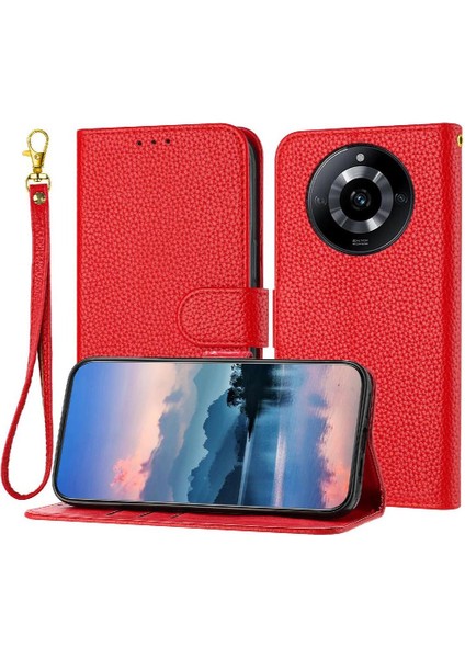 Realme 11 Pro Pu Deri Flip Için Telefon Kılıfı Folio Litchi Desen Cüzdan (Yurt Dışından)