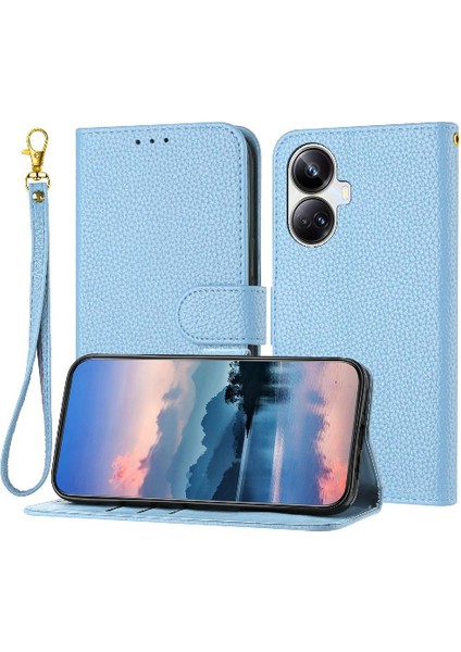 Realme 10 Pro Artı Kart Yuvaları Için Telefon Kılıfı Tutucu Litchi Desen Pu Flip (Yurt Dışından)