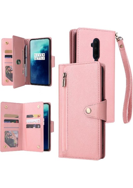 Oneplus 7t Pro Için Kılıf Kart Tutucu Manyetik Deri Fermuar Cüzdan Kapak (Yurt Dışından)