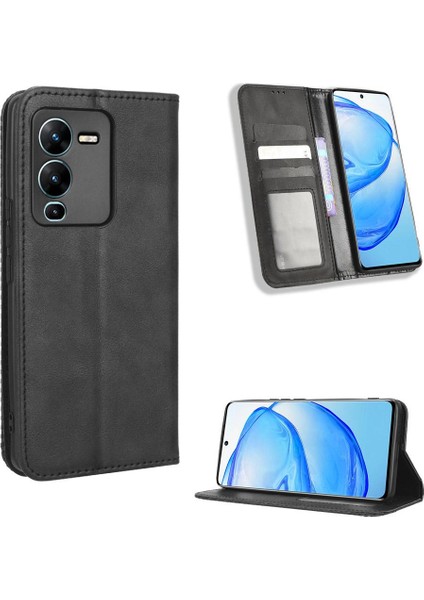 Vivo V25 Pro Manyetik Kapatma Pu Deri Cüzdan Için Kılıf (Yurt Dışından)