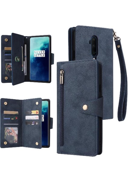 Oneplus 7t Pro Için Kılıf Kart Tutucu Manyetik Deri Fermuar Cüzdan Kapak (Yurt Dışından)