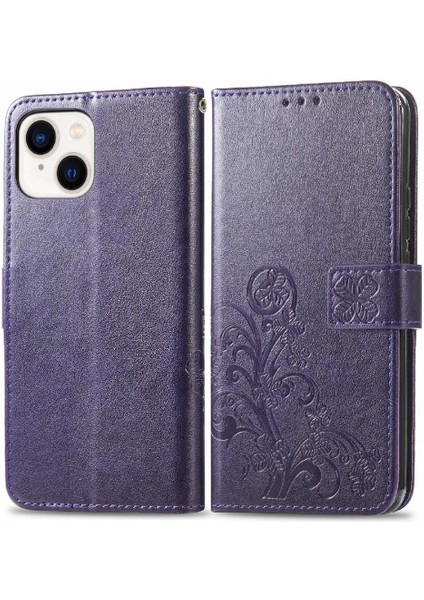 Iphone 15 Için Kılıf Artı Flip Kapak Dört Yapraklı Yonca Deri Kılıf Zarif (Yurt Dışından)