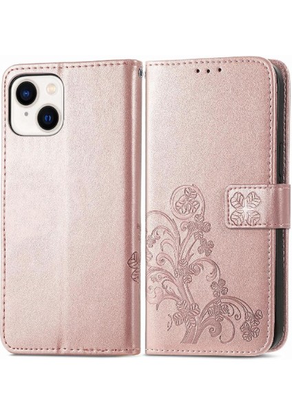 Iphone 15 Için Kılıf Artı Flip Kapak Dört Yapraklı Yonca Deri Kılıf Zarif (Yurt Dışından)
