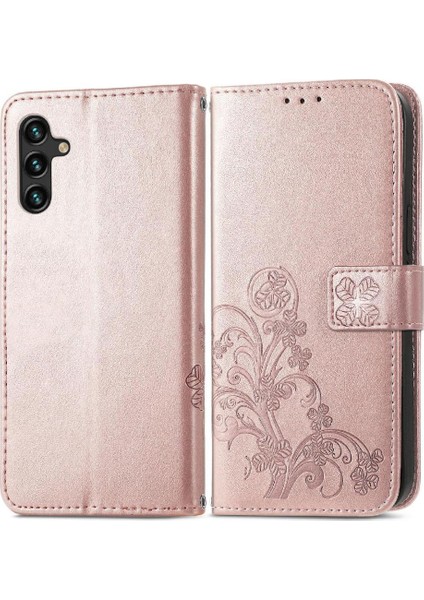 Samsung Galaxy A13 5g Dört Yapraklı Yonca Kısa Kayış Deri Kılıf (Yurt Dışından)