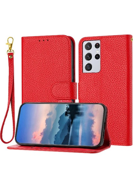 Samsung Galaxy S21 Ultra Cüzdan Flip Için Telefon Kılıfı Folio Kart Yuvaları Pu (Yurt Dışından)