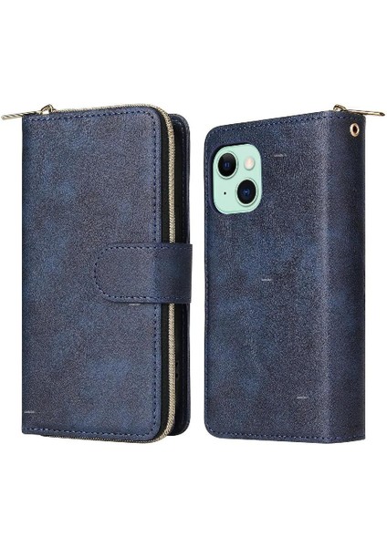 Iphone 15 Artı Cüzdan Durumda 9 Kart Yuvaları ile Fermuar Cep Flip (Yurt Dışından)