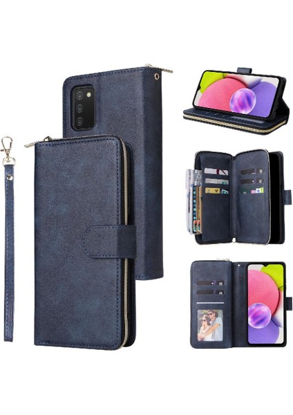 El Kayışı ile Samsung Galaxy A03S Için Kılıf Kapak Çevirin Kart Tutucu Cüzdan (Yurt Dışından)