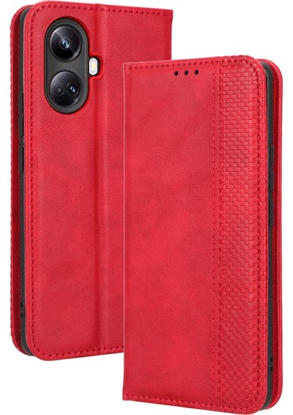 Realme 10 Pro Artı Manyetik Kapatma Cüzdan Pu Deri Için Kılıf (Yurt Dışından)