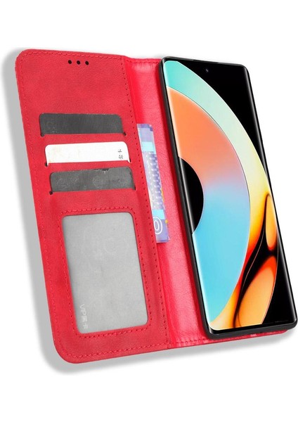 Realme 10 Pro Artı Manyetik Kapatma Cüzdan Pu Deri Için Kılıf (Yurt Dışından)