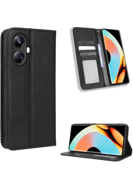Realme 10 Pro Artı Manyetik Kapatma Cüzdan Pu Deri Için Kılıf (Yurt Dışından)