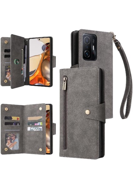Xiaomi 11T/11T Pro Fermuar Cüzdan Kapak Manyetik Deri Kart (Yurt Dışından)