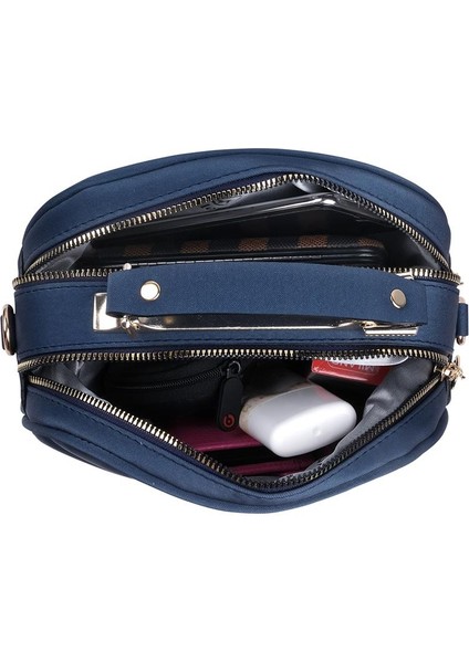 Kapitone Şık Bayan Çapraz El ve Omuz Çantası Lacivert fırsatları