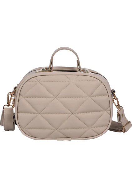 Kapitone Şık Bayan Çapraz El ve Omuz Çantası Bej modelleri