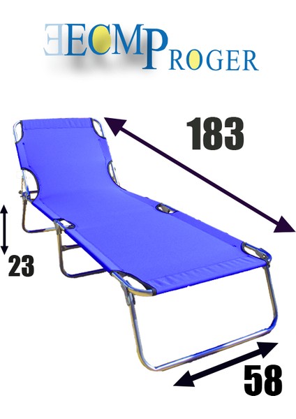 Ecm Proger -Sırt ayarlı katlanabilir kademeli şezlong - Mavi