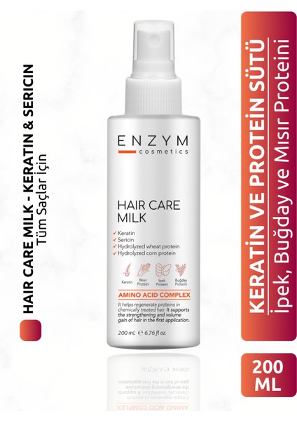 Enzym Cosmetıcs Saç Besleyici Keratin ve Protein Saç Sütü 200 ml 10001