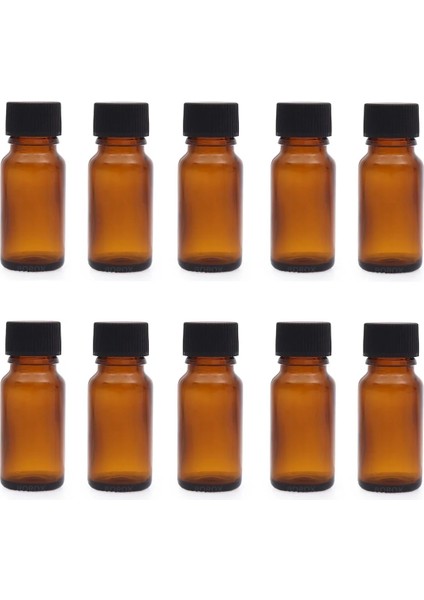 JUNİBELİW 10 Adet 20 ml Amber Mini Cam Şişe Çok Amaçlı Plastik Kapaklı Shot Şişesi 10X20 ml