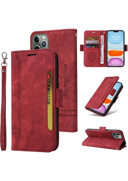 Iphone 11 Için Kılıf Pro Kart Yuvaları Cüzdan Kapak Çevirin Tpu Deri Manyetik (Yurt Dışından)