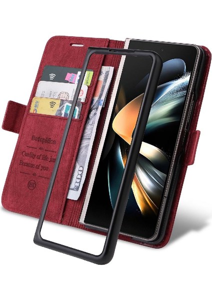 Samsung Galaxy Z Için Kılıf Fold 4 5g Kart Yuvaları Cüzdan Kapak Çevirin Tpu (Yurt Dışından)