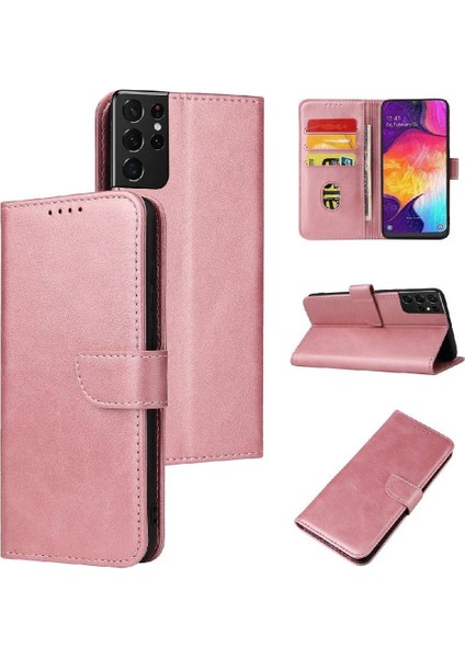Samsung Galaxy S21 Ultra Tam Koruma Deri Folio Flip Case (Yurt Dışından)