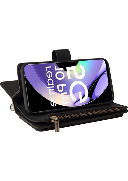 Realme 10 Pro 5g Için Kılıf Pu Deri Manyetik Kapatma Onbeş Kart Yuvaları Fermuar Cep Telefon Kılıfı (Yurt Dışından)