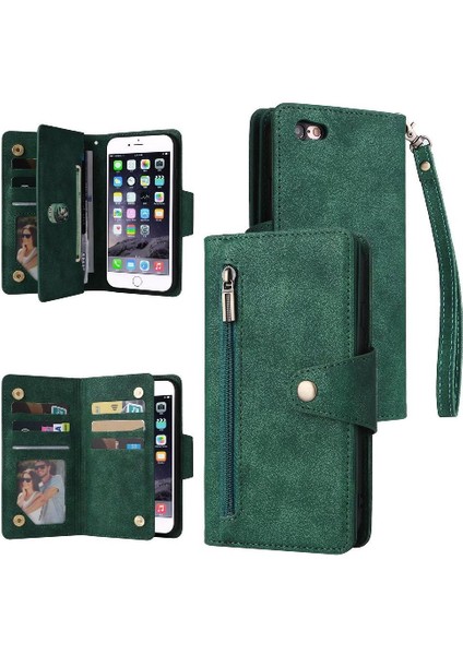 Iphone 6 Için Kılıf Artı/6s Artı Manyetik Deri Kart Tutucu Fermuar Cüzdan (Yurt Dışından)