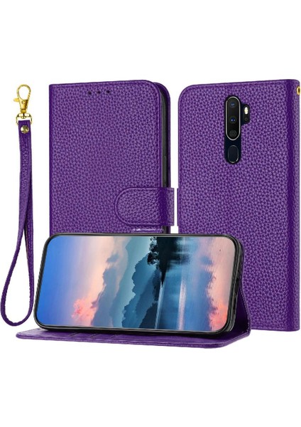 Telefon Kılıfı Için Oppo A5 2020/A9 2020 Litch Desen Flip Folio Kart Yuvaları Pu (Yurt Dışından)