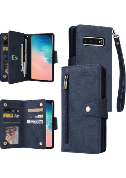 Samsung Galaxy S10 Kart Tutucu Fermuar Cüzdan Kapak El ile (Yurt Dışından)