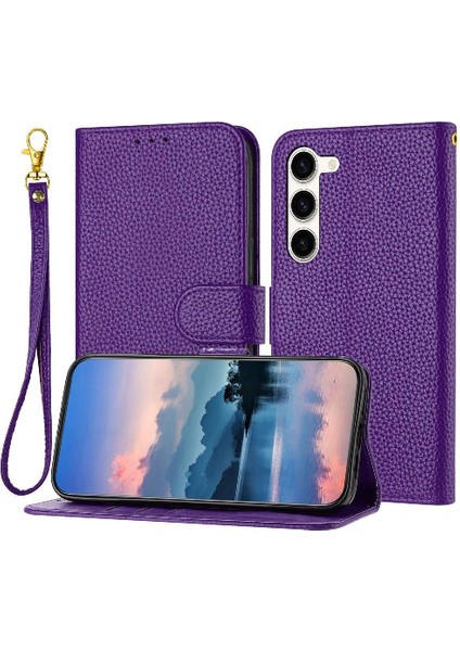 Telefon Kılıfı Için Samsung Galaxy S23 Artı Flip Folio Cüzdan Pu Deri Litchi (Yurt Dışından)