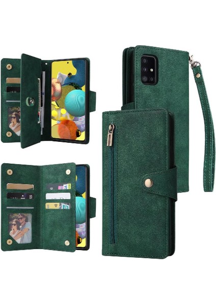 Samsung Galaxy A51 5g Kart Tutucu Için Kılıf ile El Kayışı Fermuar Cüzdan (Yurt Dışından)