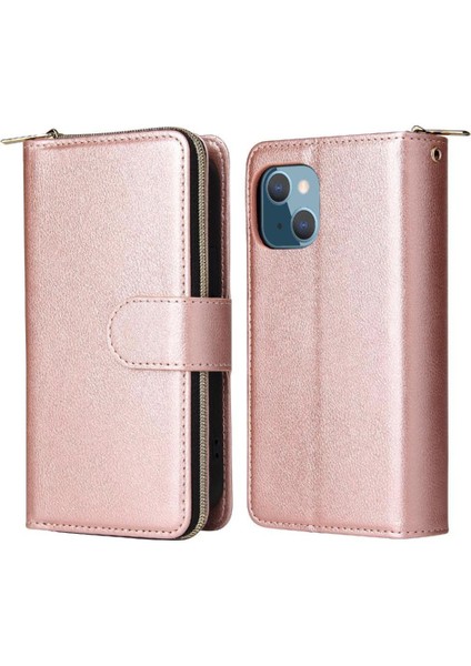 Iphone 13 Mini Flip Kapak Için Kılıf ile El Kayışı Cüzdan Kılıf 9 Kart (Yurt Dışından)