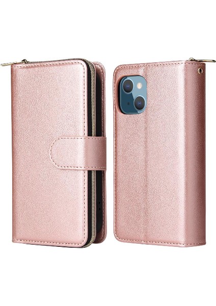 Iphone 13 Mini Flip Kapak Için Kılıf ile El Kayışı Cüzdan Kılıf 9 Kart (Yurt Dışından)