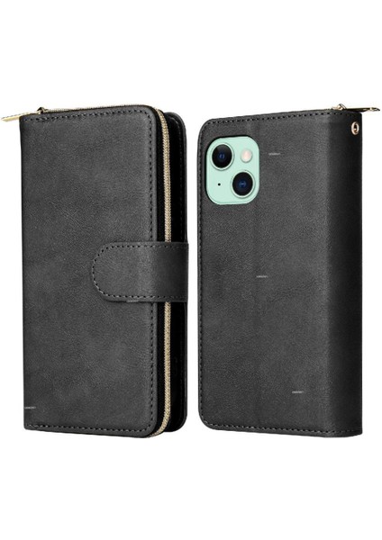 Iphone 15 Artı Cüzdan Durumda 9 Kart Yuvaları ile Fermuar Cep Flip (Yurt Dışından)
