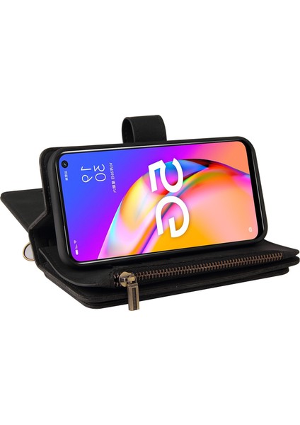 Oppo A93 5G/A74 5G/A54 5g Için Kılıf Pu Deri Manyetik Kapatma Onbeş Kart Yuvaları Fermuar Cep Telefon Kılıfı (Yurt Dışından)