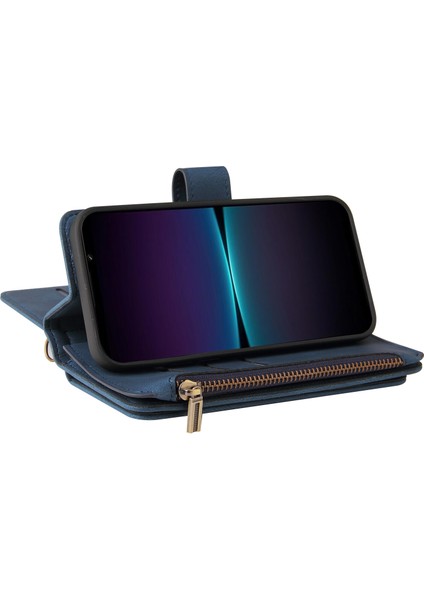 Sony Xperia 1 Iv Için Kılıf Pu Deri Manyetik Kapatma Onbeş Kart Yuvaları Fermuar Cep Telefon Kılıfı (Yurt Dışından) indirimleri