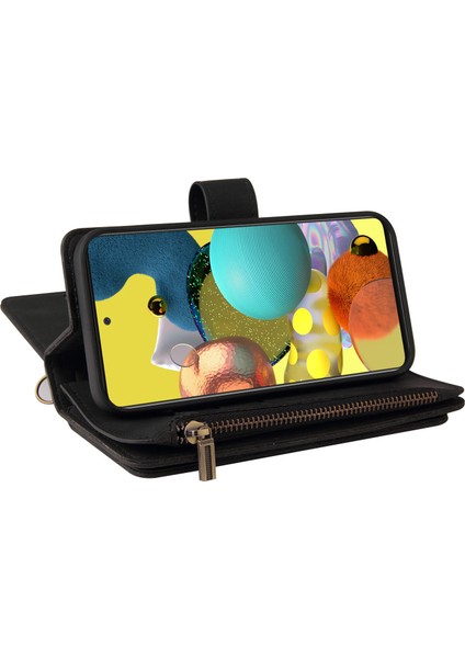 Samsung Galaxy A51 5g Için Kılıf Pu Deri Manyetik Kapatma Onbeş Kart Yuvaları Fermuar Cep Telefon Kılıfı (Yurt Dışından) indirimleri