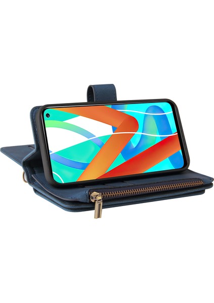 Realme 8 5g Için Kılıf Pu Deri Manyetik Kapatma Onbeş Kart Yuvaları Fermuar Cep Telefon Kılıfı (Yurt Dışından) indirimleri