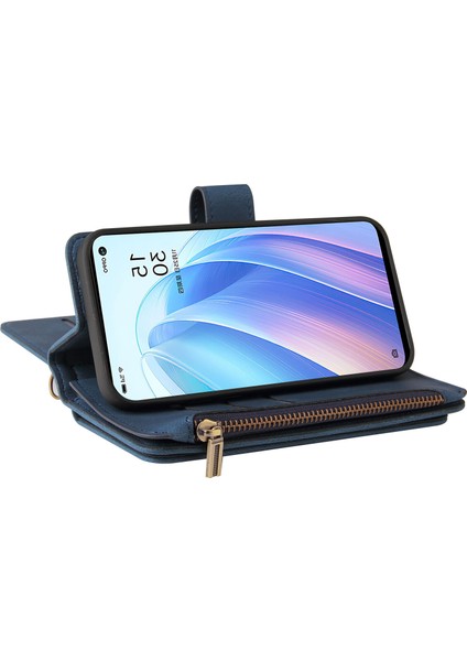Oppo Find X5 Lite Için Kılıf Pu Deri Manyetik Kapatma Onbeş Kart Yuvaları Fermuar Cep Telefon Kılıfı (Yurt Dışından) modelleri