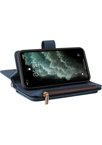 iPhone 11 Pro Max Için Kılıf Pu Deri Manyetik Kapatma Onbeş Kart Yuvaları Fermuar Cep Telefon Kılıfı (Yurt Dışından) indirimleri