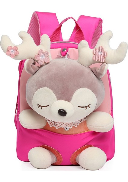 Just Casual Karikatür Peluş Geyik Küçük Çocuk Sırt Çantası - Pembe (Yurt Dışından)
