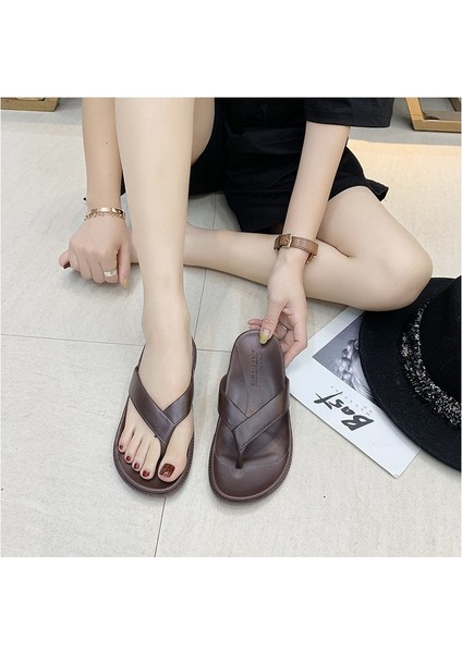 WN01 Moda Çift Kaymaz Düz Renk Kore Versiyonu Flip Flop Erkek Tüm Maç Sevimli Öğrenci Eğlence Kapalı ve Açık Plaj Ayakkabıları (Yurt Dışından)