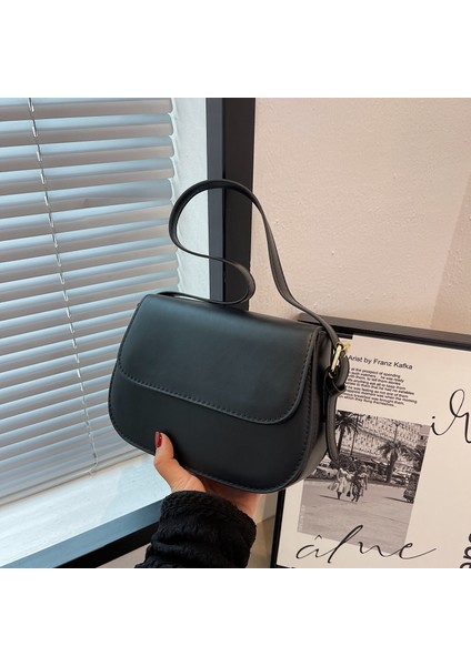 Kadın Çantası Düz Renk, Basit Doku, Modaya Uygun, Çok Yönlü, Yabancı Tarz, Tek Omuz Çapraz Askılı Küçük Kare Çanta (Yurt Dışından)