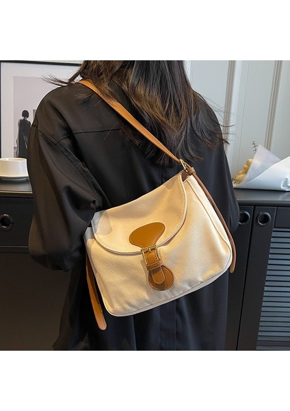 Büyük Kapasiteli Askılı Çanta Kanvas Çanta Kadın Çantası Rahat Crossbody Çanta Kadın Japon Retro Omuz Çantası Niş Çanta (Yurt Dışından)