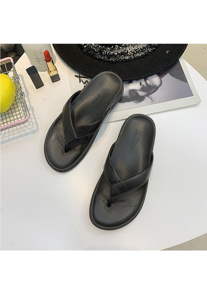 Moda Çift Kaymaz Düz Renk Kore Versiyonu Flip Flop Erkek Tüm Maç Sevimli Öğrenci Eğlence Kapalı ve Açık Plaj Ayakkabıları (Yurt Dışından)