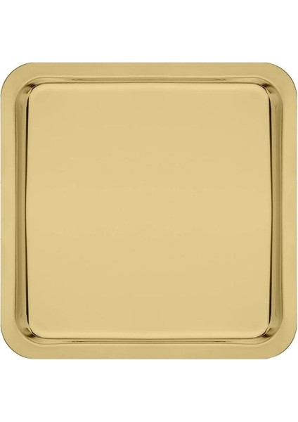 Paslanmaz Çelik Gold Renk Sunum Tepsisi 21 X21 cm Çay Kahve Pasta Tatlı Servis Sunum Tepsisi 2 Adet