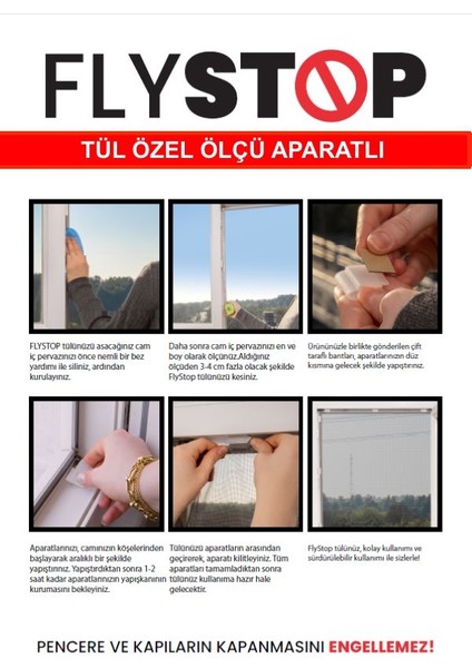 Flystop Aparatlı Tül Pencere Sinekliği Özel Ölçü